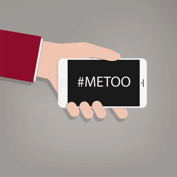 Me too Hashtag auf dem Bildschirm eines Smartphones, Kampagne gegen sexuelle Belästigung Social Media — Stockvektor