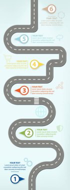 Yol haritası, adımları iş ilerlemeyi gösteren düz tasarım vektör çizim Infographic öğeleri