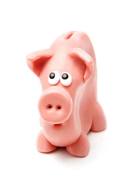 Skinny Piggy Bank hecho de modelado de arcilla de masilla: Concepto para Lean Times donde el dinero es escaso, se necesita ahorrar — Foto de Stock