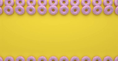 Çörek gölgeler ile canlı renkli arka plan üzerinde: sarı ve pembe