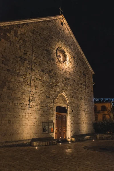A medieval stone church at night — Stock Photo, Image
