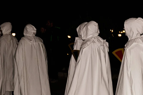 Puget Theniers Francia Febrero 2020 Tradicional Desfile Anual Penitentes Blancos — Foto de Stock