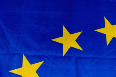 Avrupa Birliği kumaşlarının yakın plan çekimi sarı yıldızları gösteriyor
