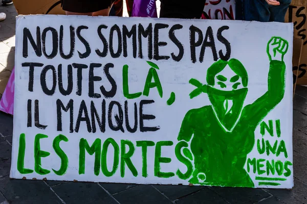 Nice France March 2020 Demonstration Women Rights Slogan Arrete Toutes — Stock fotografie