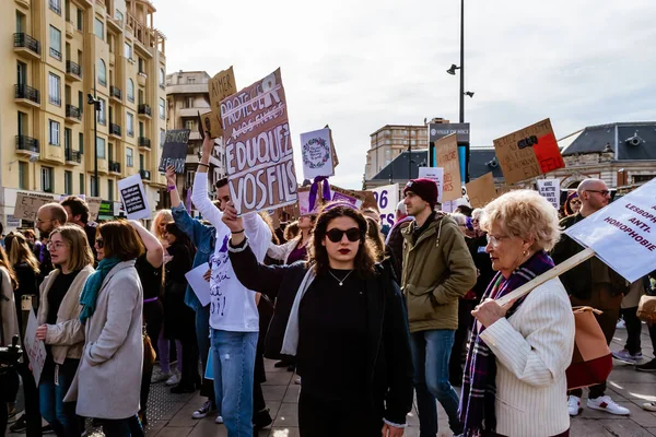 Nice França Março 2020 Uma Manifestação Pelos Direitos Das Mulheres — Fotografia de Stock