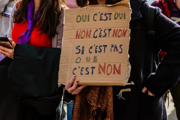 Nice France March 2020 Demonstration Women Rights Slogan Arrete Toutes — Stock Photo, Image