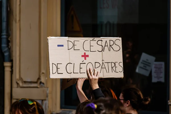 Nice France March 2020 Demonstration Women Rights Slogan Arrete Toutes — Stok fotoğraf