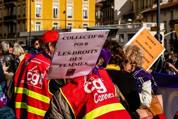 Nice France March 2020 Demonstration Women Rights Slogan Arrete Toutes — ストック写真