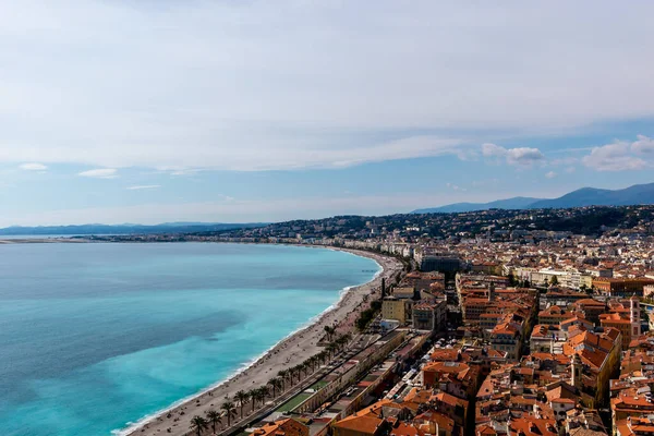 Panorama Della Città Vecchia Nizza Francia Riva Del Mar Mediterraneo — Foto Stock