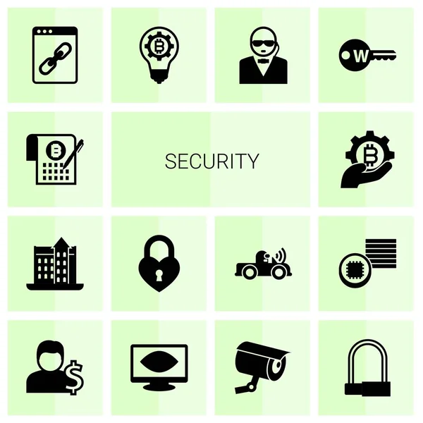 14 security filled icons set isolated on white background. Icons set with Smart Contract, castle, heart lock, fintech industry, Web Link, fintech innovation, Keyword, Account icons. — 스톡 벡터