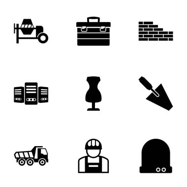 9 industry filled icons set isolated on white background. Icons set with concrete mixer, toolbox, brickwork, Big data, sewing mannequin, trowel, Tipper, builder, Future technology icons.