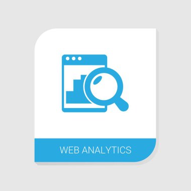 Arama motoru optimizasyon kategorisindeki düzenlenebilir web analiz simgesi. Beyaz arkaplanda izole edilmiş vektör analizi imzası