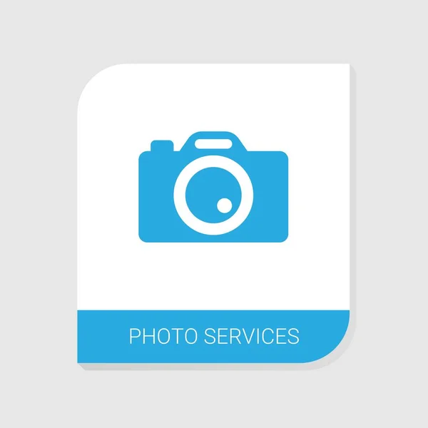 Иконка "Фотоуслуги" из категории "Услуги". Вывеска "Фотоуслуги" на белом фоне — стоковый вектор