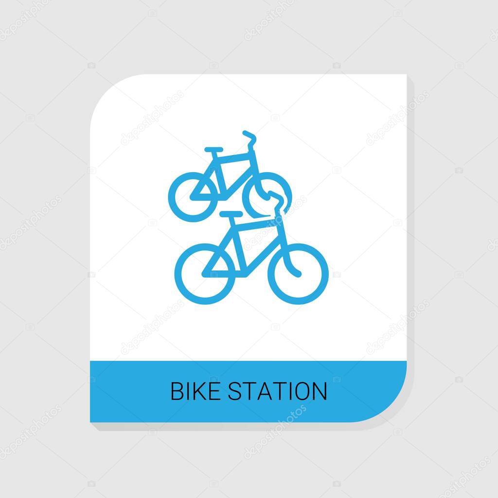 Editable filled bike station icon from Bike Rental icons category. Isolated vector bike station sign on white background