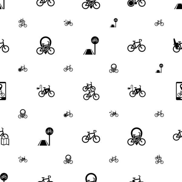 Lovagolni ikonok minta zökkenőmentes. Tartalmazza szerkeszthető töltött kerékpár sáv, kerékpár állomás, kerékpár megosztása, Kerékpár kölcsönzés, elektro kölcsönzés app ikonok. lovaglás ikonok web és mobil. — Stock Vector