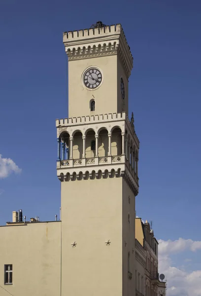 Uhrturm Des Rathauses Zagan Polen — Stockfoto