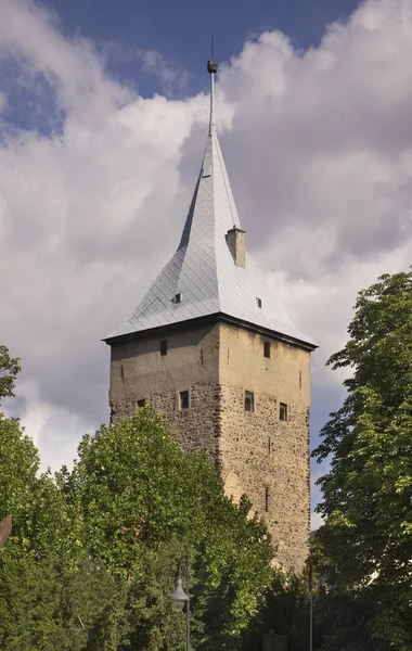 Tour Garde Église Cœur Sacré Jésus Zary Pologne — Photo