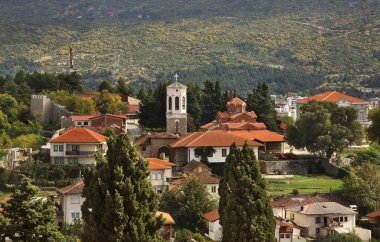 Ohri 'nin panoramik manzarası. Makedonya