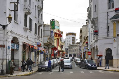Casablanca 'da bir sokak. Afrika. Fas
