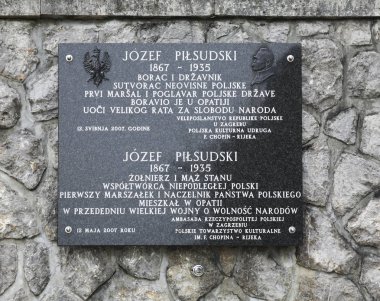 Opatija 'da Jozef Pilsudski plaketi. Hırvatistan