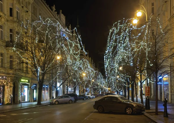 Décorations Vacances Rue Parizska Prague République Tchèque — Photo