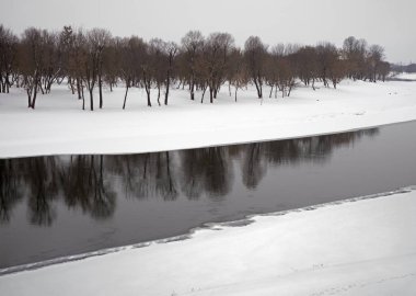 Mogilev 'deki Dinyeper Nehri. Beyaz Rusya