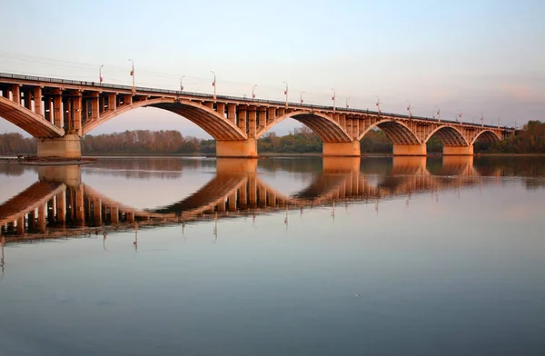 Communal Bridge Biya River Biysk Altai Krai Western Siberia Russia — Stock Photo, Image