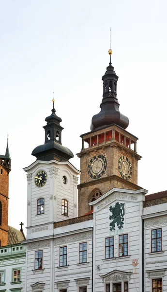 Antiguo Ayuntamiento Torre Blanca Plaza Grande Velke Namesti Hradec Kralove — Foto de Stock