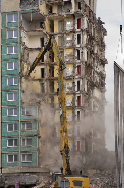 Distruzione Una Casa Katowice Polonia — Foto Stock
