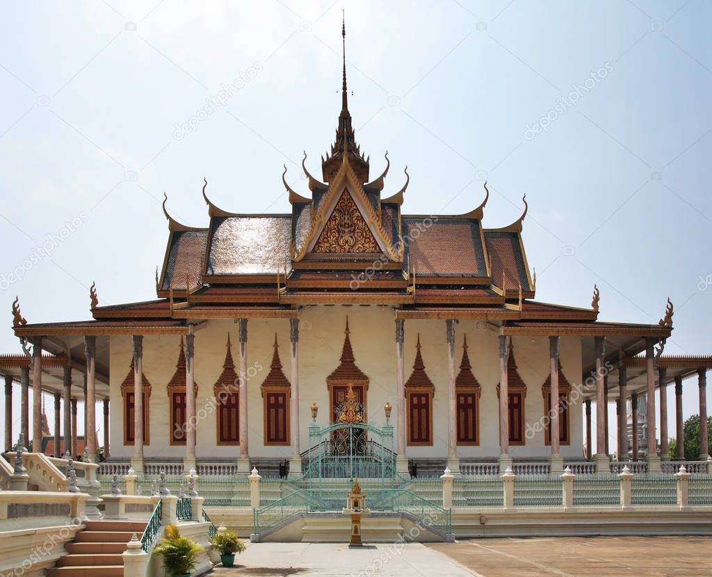 Silver Pagoda - Temple of Emerald - Crystal Buddha (Wat Ubosoth Ratanaram - Preah Vihear Preah Keo Morakot) at Royal Palace (Preah Barum Reachea Veang Nei Preah Reacheanachak Kampuchea) in Phnom Penh. Cambodia