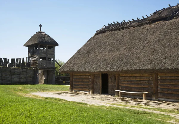 Biskupin 'deki eski kale. Polonya