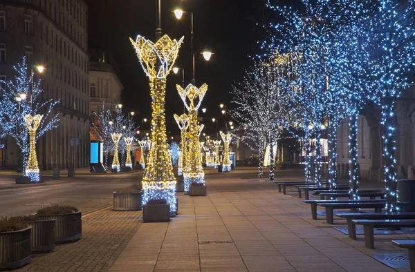 Holiday Decorations Nowy Swiat Warsaw Poland — Stock Photo, Image