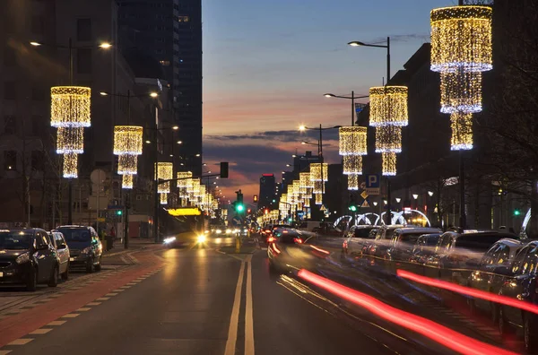 Weihnachtsdekorationen Der Swietokrzyska Straße Warschau Polen — Stockfoto