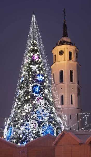 Dekoracje Wakacyjne Placu Katedralnego Wilnie Litwa — Zdjęcie stockowe