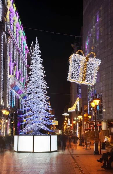 Décorations Vacances Rue Deak Ferenc Budapest Hongrie — Photo