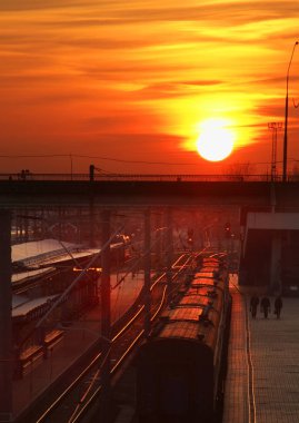 Brest 'teki tren istasyonu. Beyaz Rusya