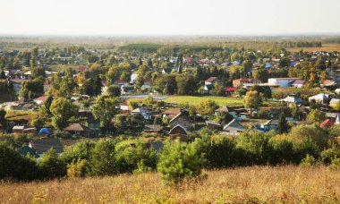 Srostki köyü manzarası. Altai Krai. Batı Sibirya. Rusya