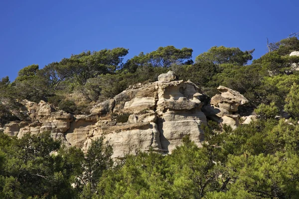 Landskap Nära Byn Monolithos Rhodos Grekland — Stockfoto