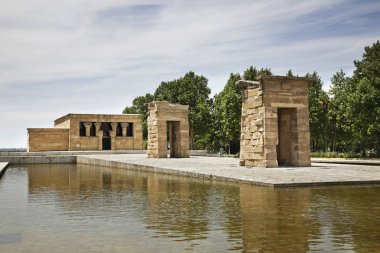 Temple of Debod (Templo de Debod) at Parque de la Montana (Mountain Park) in Madrid. Spain clipart