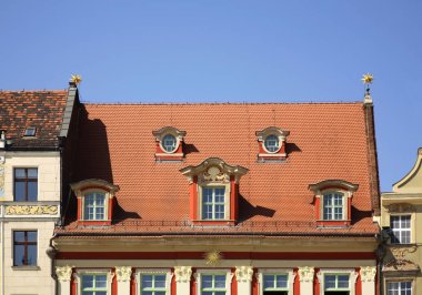 Wroclaw 'daki pazar meydanı. Polonya