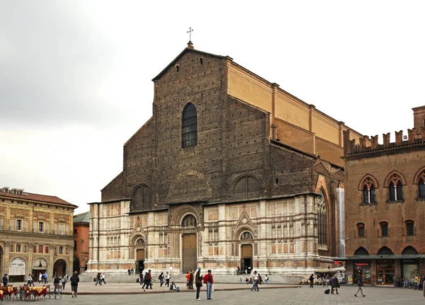 Basílica San Petronio Piazza Maggiore Bolonia Italia — Foto de Stock