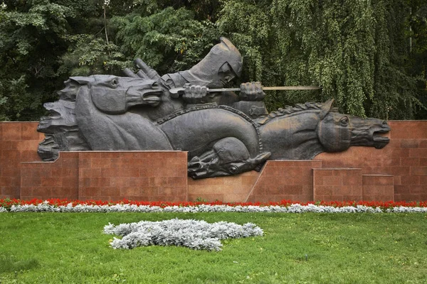 Válečný Pomník Panfilovském Parku Almaty Kazachstán — Stock fotografie