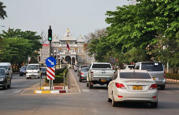 Λεωφόρος Lang Xang Στη Vientiane Λάος — Φωτογραφία Αρχείου