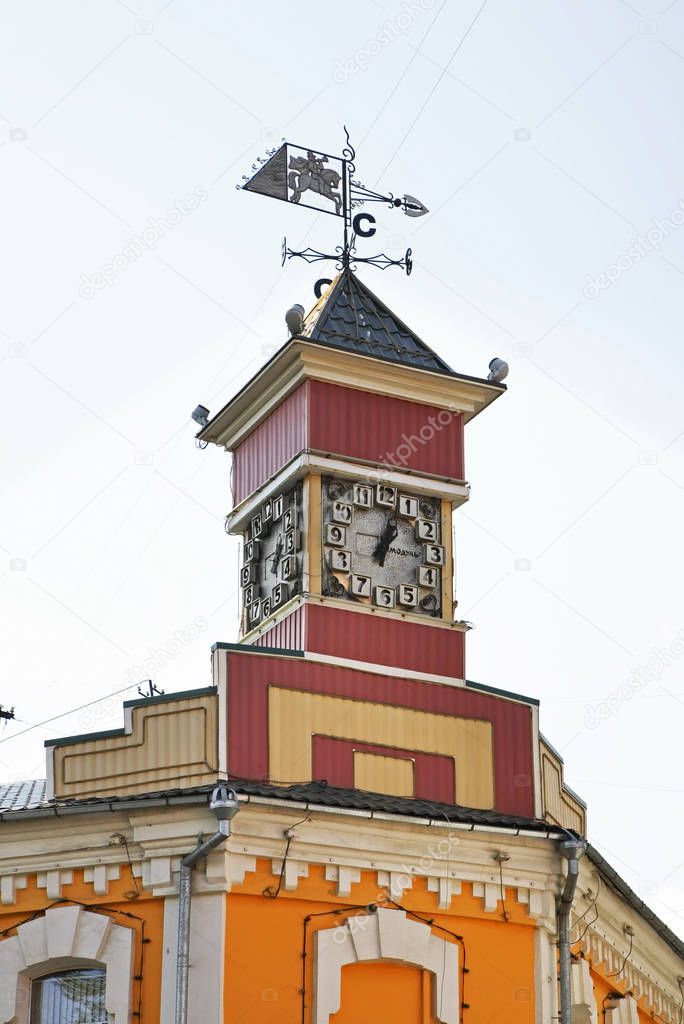 Clock tower in Klin. Moscow region. Russia