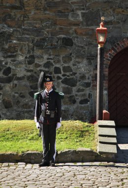 Oslo 'daki Akershus kalesinde onur muhafızı. Norveç