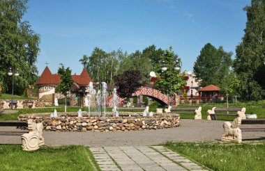 Shakhovskaya 'daki eğlence parkı. Moskova Oblastı. Rusya