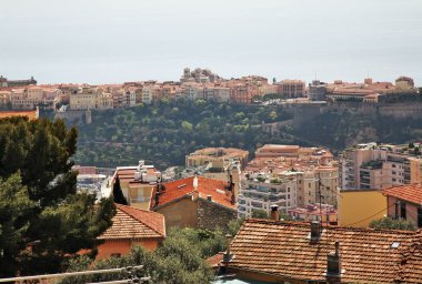 Canton de Beausoleil ve Monaco 'nun panoramik manzarası. Fransa