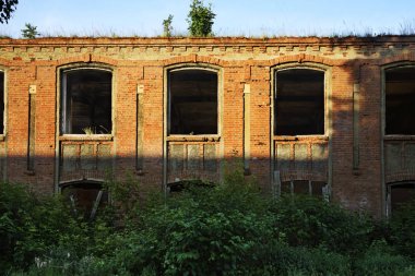 Ozyory 'deki harabe fabrikası. Moskova Oblastı. Rusya