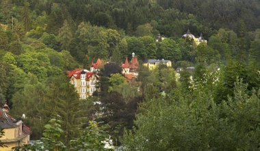 Marianske Lazne 'nin panoramik görüntüsü. Çek Cumhuriyeti