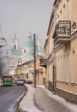 Grodno 'daki eski sokak. Beyaz Rusya